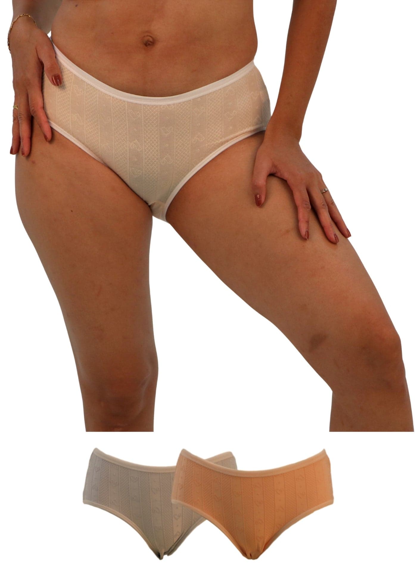 108282 Women's Two Tone Design Mid Rise 3-Pack Panties, Multicolor, 3XL