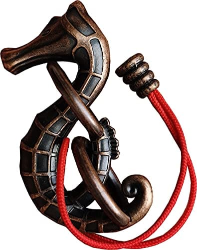 Cast Metal Brain Teaser Puzzle Metal Puzzle Brainteaser Exploration and Thinking Toy Intellectual Teaching Seahorse Rope