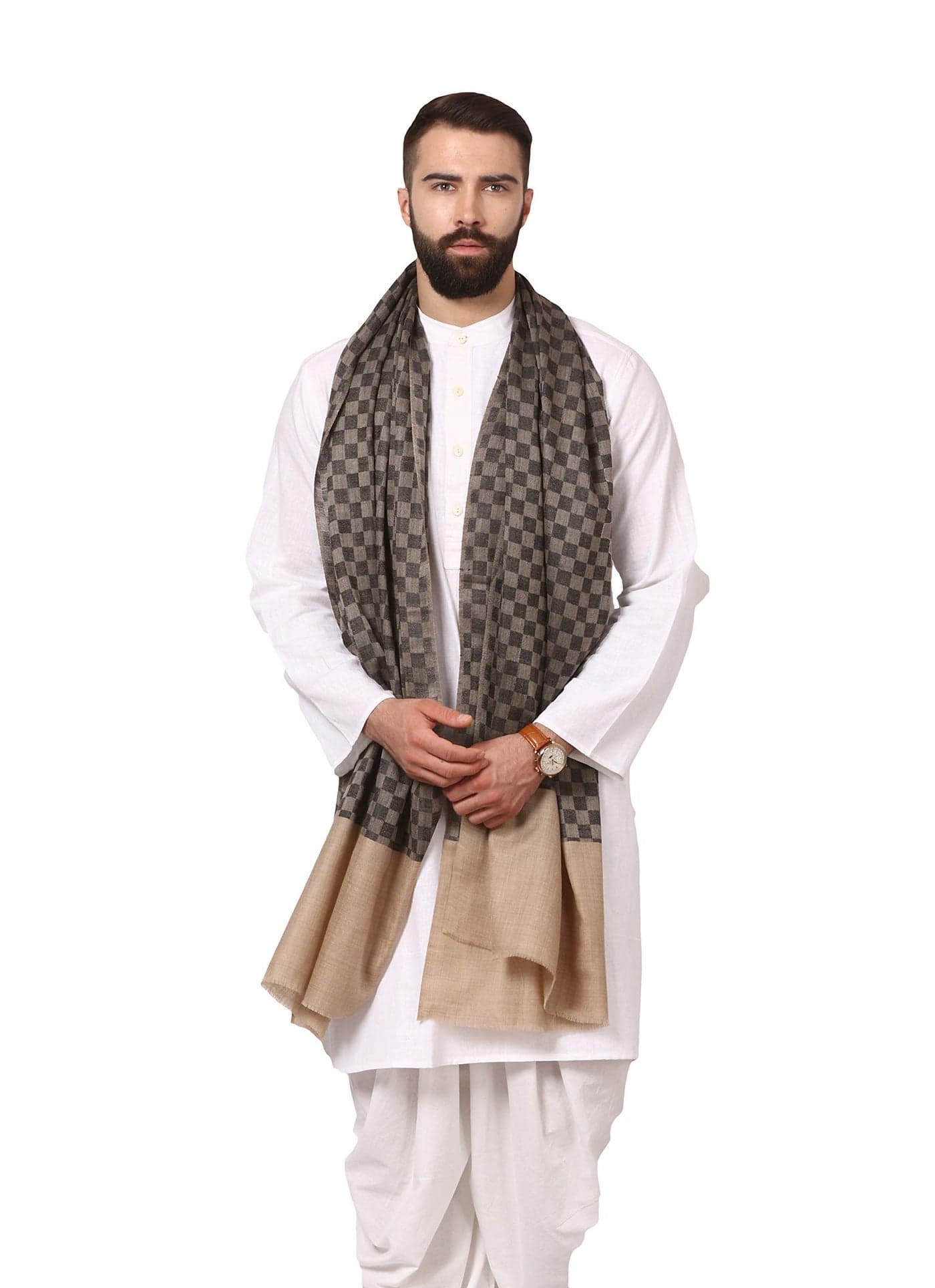 Pashtush Men's Fine Wool Luxury Blended Muffler, Light Weight, Soft and Warm.