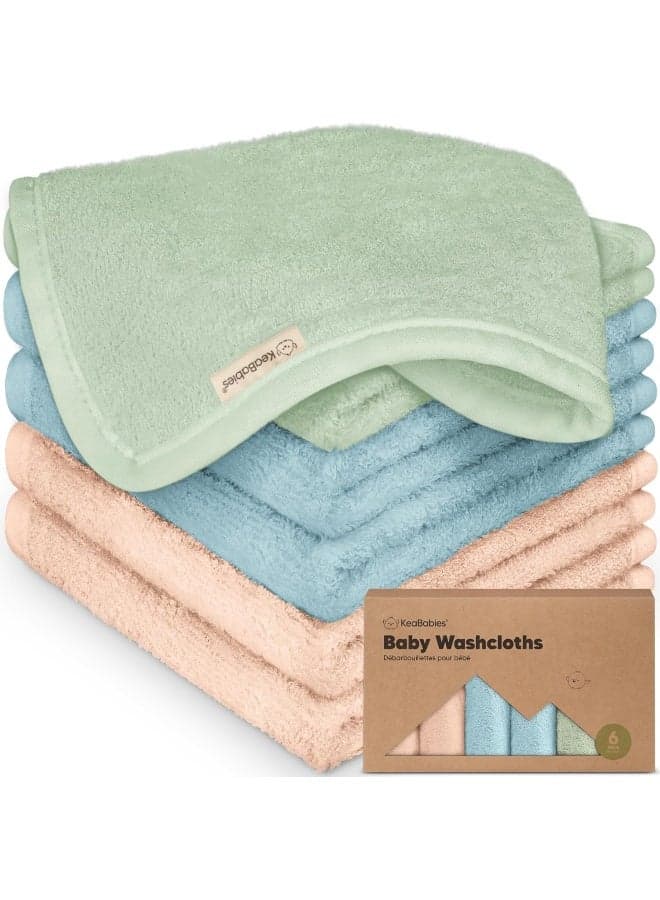 KeaBabies 6-Pack Baby Washcloths - Soft Viscose Derived from Bamboo Washcloth
