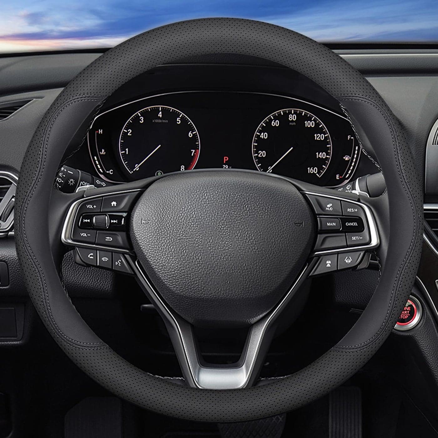 XHRING Car Steering Wheel Cover for Toyota Camry Rav4 Corolla Highlander Sienna CHR Avalon FJ Cruiser Yaris SE XSE LE Hybrid XLE TRD Cross Limited Platinum Accessories 2025 Leather Black 14 15