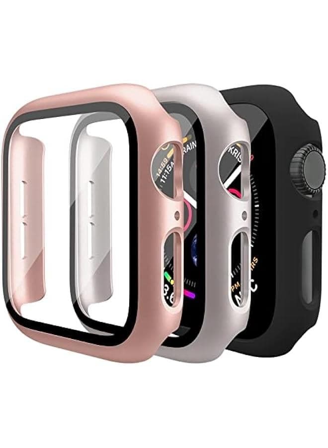 3 Pack Case for Apple Watch SE 40mm Series 6 Series 5 Series 4 Hard PC Case with Tempered Glass Screen Protector Waterproof Anti-Scratch HD Ultra-Thin Full Protective Cover for iWatch 40mm