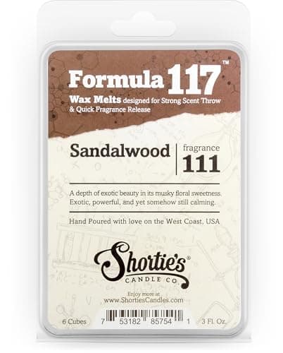 Shorties Candle Company Sandalwood Premium Wax Melts 3 Oz Strong Long Lasting NonToxic Made with Essential Natural Oils Formula 117