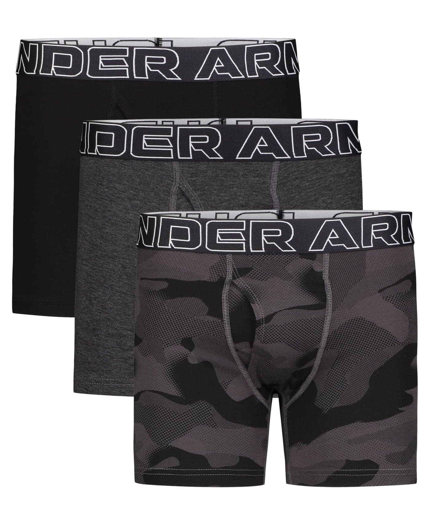 UA PERFORMANCE COTTON- PRINT 4, 3-Pack Performance Cotton-Castlerock, YL