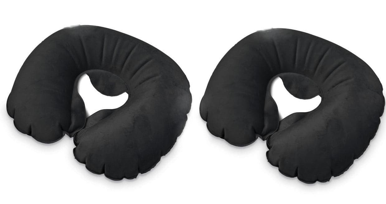 2 Pack Inflatable Travel Neck Cushion Pillow Supports Head Neck Black By DINY Home Style