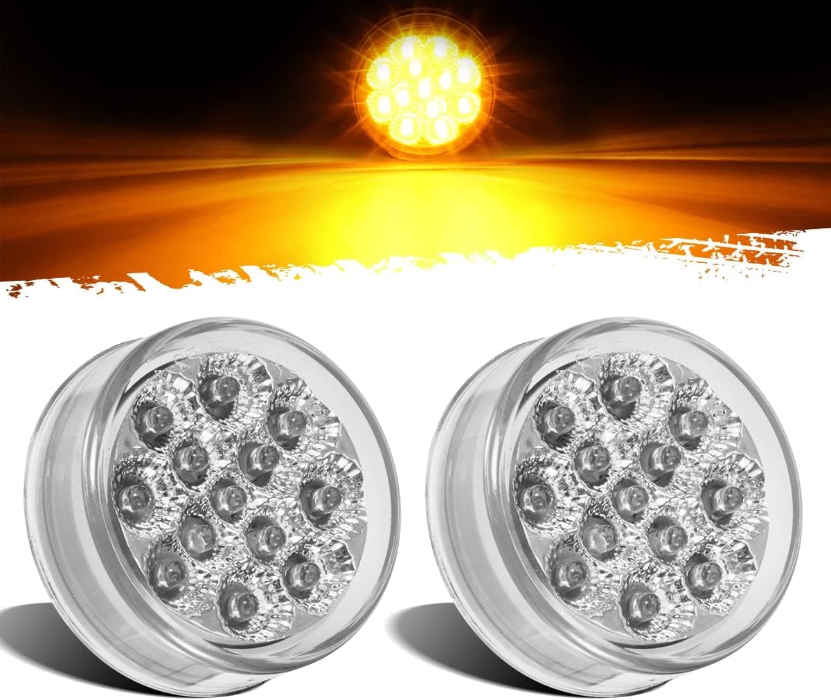 Partsam 2 Pcs 2.5" Round LED Side Marker Lights
