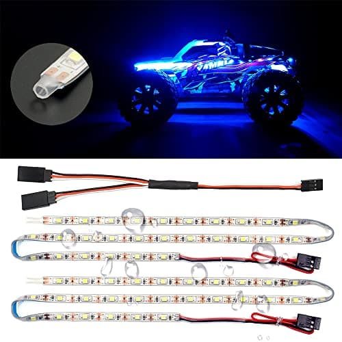 Waterproof LED Light Strips for RC Cars Trucks Airplanes Boats Drones Fixed Wing AR Wing Model Underglow Light Blue
