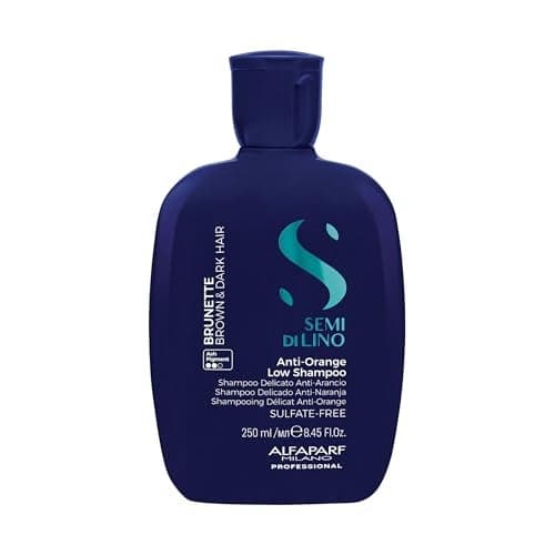 Alfaparf Milano Semi Di Lino Anti Orange Blue Shampoo for Brown Chestnut Dark Hair Sulfate Free Brunette Shampoo Removes Brass Unwanted Tones 845oz 250ml