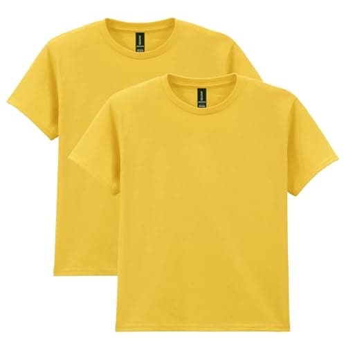 Gildan Unisex Child Youth Heavy Cotton T-shirt, Style G5000b, 2-pack, Daisy, Medium US