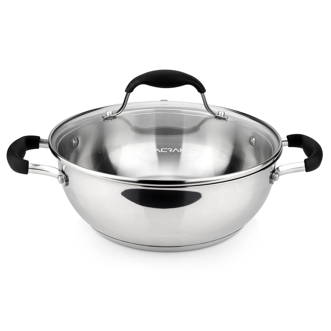 AVACRAFT 1810 Stainless Steel Everyday Pan Stir Fry Pan with FivePly Base Chefs Pan with Glass Lid Multipurpose Stewpot Skillet Saute Pan Casserole in Pots and Pans 9 Inch