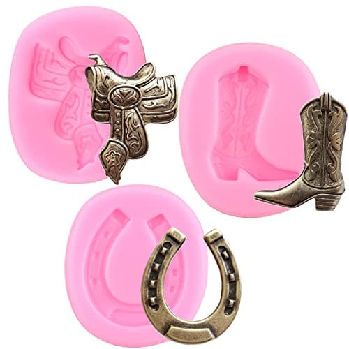 Mujiang Horse Saddle Silicone Molds Horseshoe Hoof Horseshoe Boot Fondant Mold For Candy Chocolate Gum Paste Sugar Craft Polymer Clay Cake Decorating Set Of 3