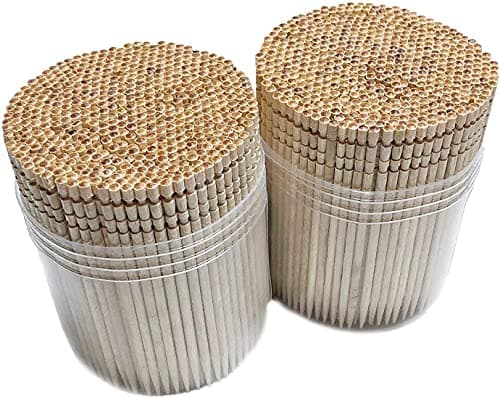 Makerstep 1000 Wooden Toothpicks Ornate Handle in Toothpicks Holder Container 2 Packs of 500 Good for Party Cleaning Teeth Appetizer
