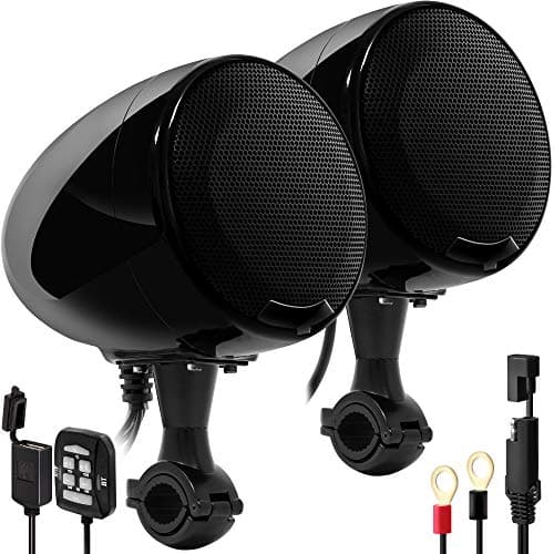 Bluetooth Motorcycle Speakers | 4.5" Waterproof Motorcycle Stereo System | Built-in Amplifier Audio Music Player w/USB AUX, Great for Harley Touring ATV Scooter 4-Wheeler, AN4-X Black