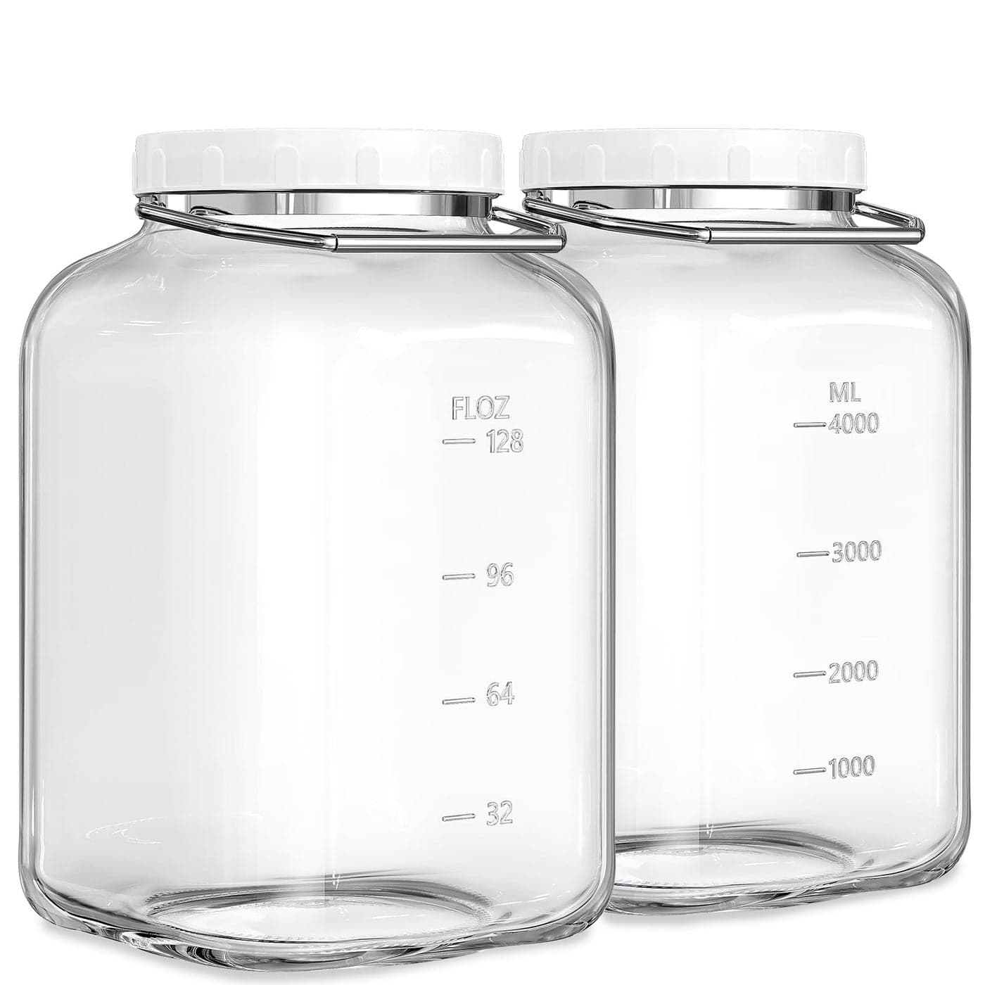 15 Gallon Glass Jar with airtight Lid 2 Pack Wide Mouth Mason Jars with Sturdy Handle Storage Containers with 2 Clear Scales192 fl Oz5700ML Large Glass Jar for Pickling Canning Storage