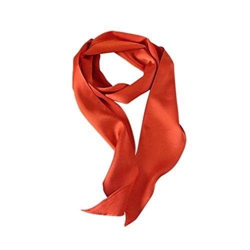 GERINLY Solid 50s Neck Scarf Burnt Orange Ascot 70s Hair Ribbon Scarves Retro Silk Necktie Long Skinny Scarf for Purse (Orange)