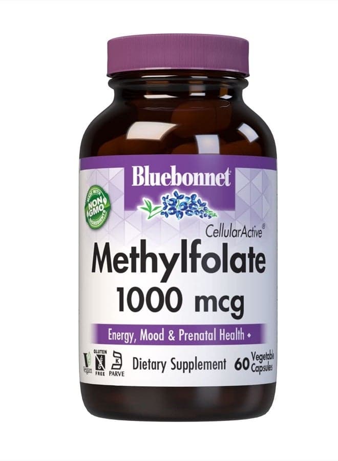 Nutrition CellularActive Methylfolate 1000 mcg – Formulated with Quatrefolic - for Energy, Mood, and Prenatal Health - Vegan, Gluten-Free, Non-GMO, and Kosher – 60 Capsules – 60 Servings