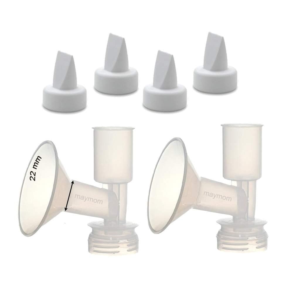 Maymom NonInsert OnePiece Small Flange Kit Compatible with Ameda Purely Yours Ultra Breastpump Flange 22 mm with Duckbill Not Original Ameda Flange or Duckbill