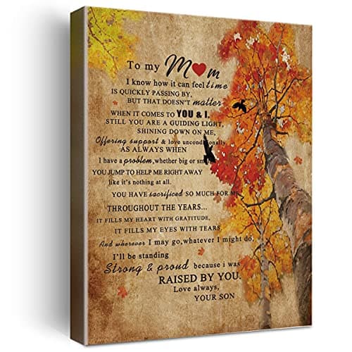 Wailozco Gifts for Mom - Hangable Canvas Poem Prints Framed Poster Wall Art for Daughter - Meaningful Mom Gifts, Home Bedroom Living Room Wall Decor - Maple Leaf Tree