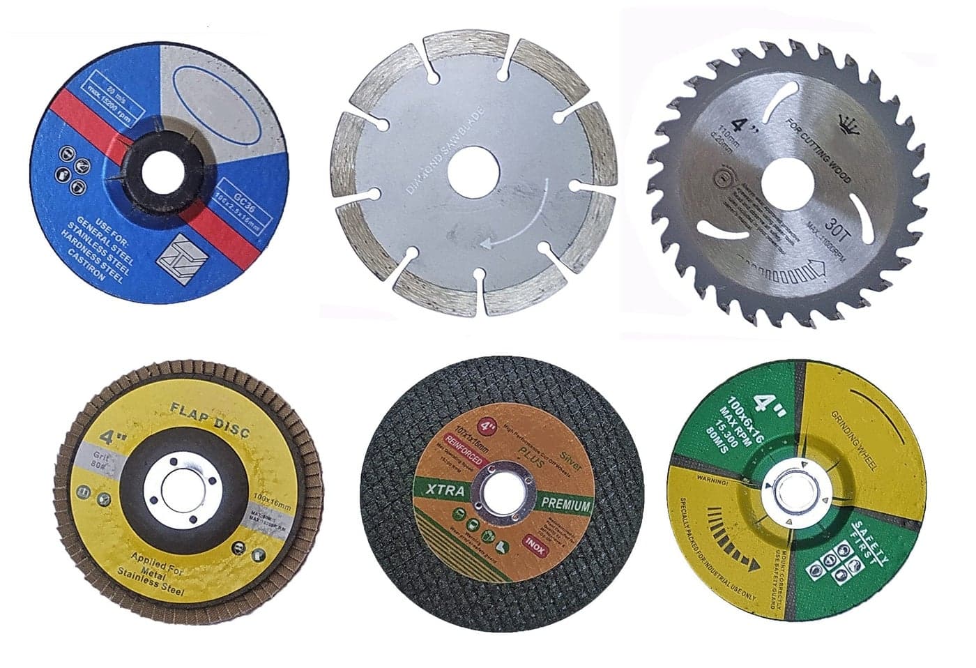 Inditrust Cutting blade combo of 4 Inches or 110 mm Wheel-Grinding Angle Grinder, Set of 6pcs
