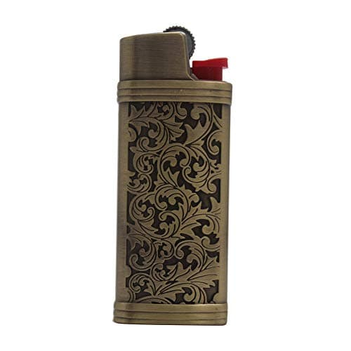 Lucklybestseller Classic Vintage One Side Floral Metal Lighter Pouches Case Cover Holder Sleeve for Mini BIC Lighter J5 Gift for Women Men