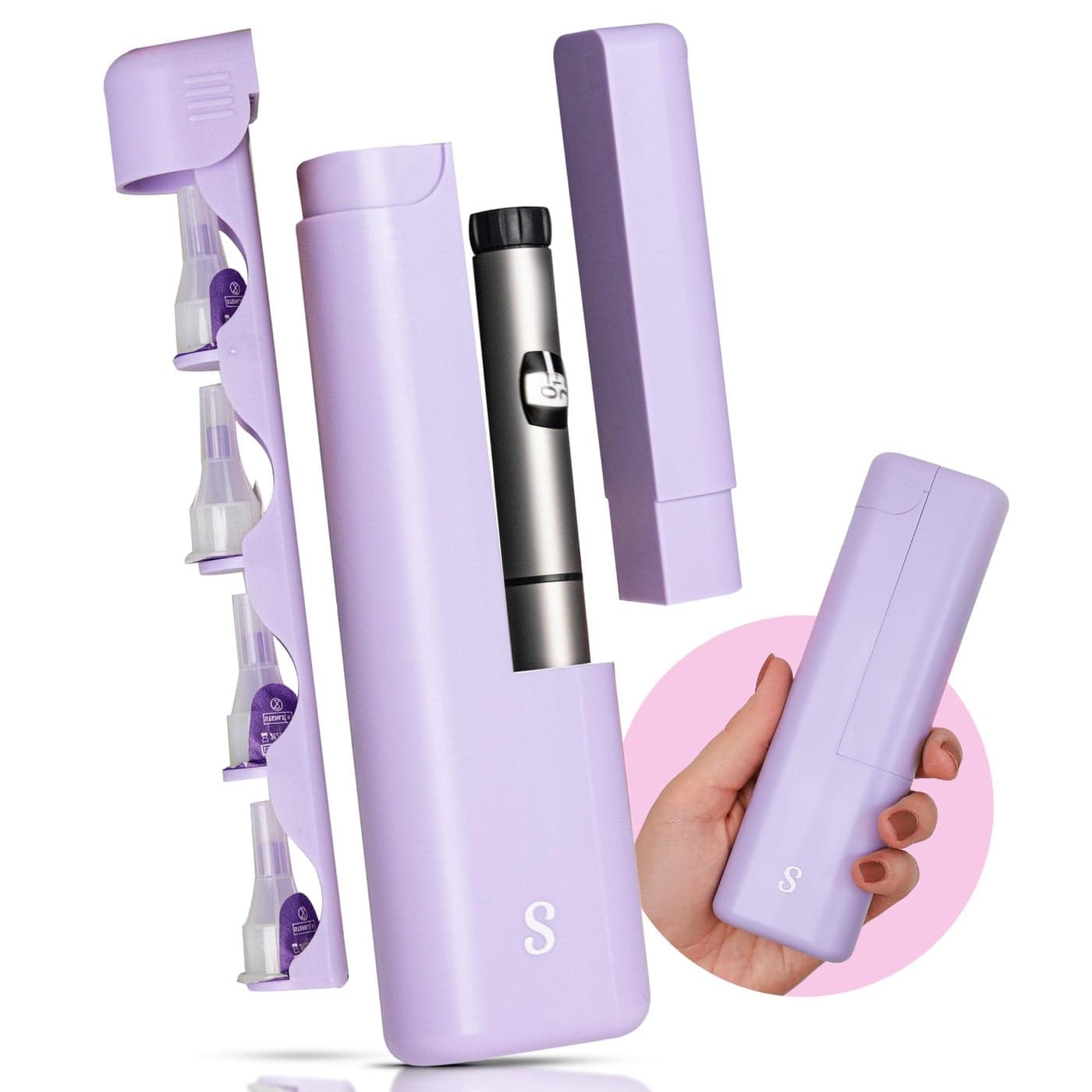 STRAWBERRY CO Insulin Cooler Travel Case Builtin Sharps Dispenser TemperatureControl Organizer TSA Approved Diabetic Pen Storage for Ozempic Insulin Pens Needles Compact LeakProof