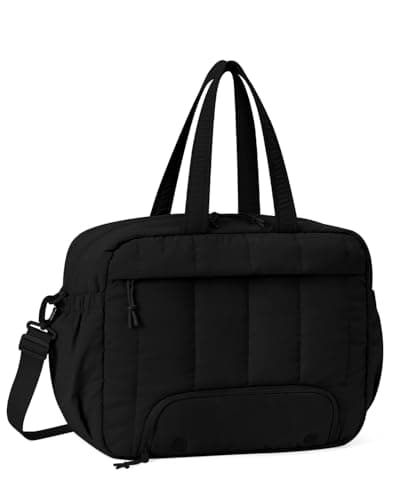 For Spirit Airlines Personal Item Bag 18x14x8 Puffer Travel Duffel Bag with Shoe Compartment Underseat Carry on Luggage Fit 156Inch Laptop Gym Bag for Women Men Black