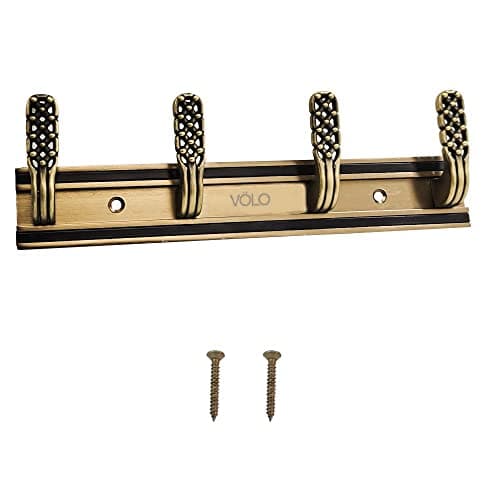 VOLO Wall Mounted Antique Check Design 4 pin Wall Hook for Home and Offices.(Color: Antique)