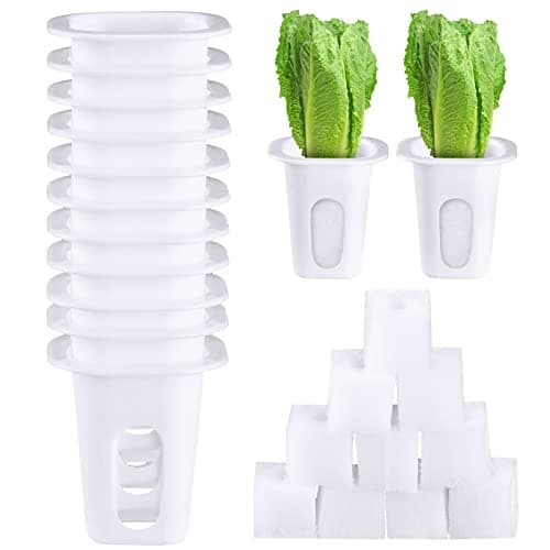 Hoolerry 100 Pcs Hydroponics Growing System Kit Include 50 Hydroponic Grow Baskets Pods and 50 Square Sponges, Indoor Seed Starter for Garden Supplies