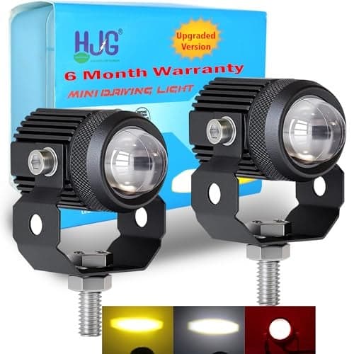 OTO2EYE POWER BY LIU HJG Mini Drive Fog Light Projector Lens Led Bar Light for Car, Bike, Scooty White & Yellow High-Low With Devil Spot Beam Metal Body, Inbuilt Fan (Set of 2 Pcs)