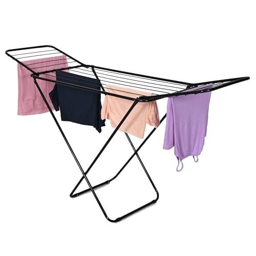 PARASNATH Winsome Black Cloth Drying Stand | Lightweight Alloy Steel with Multiple Drying Rails | Durable Home & Balcony Laundry Rack | Made in India