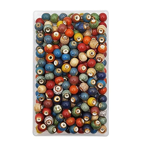 INSPIRELLE 180 Pieces Porcelain Beads Chinese Round Ceramic Beads 8mm for Handmade Jewelry Making Bracelets Necklace Making Leopard