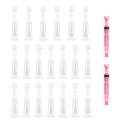 uadbau 20 PCS Empty Lip Gloss Tubes 10ml Clear Lip Balm Tubes with 5ml Syringes Refillable Squeeze Lip Balm Containers Mini Cosmetic Soft for DIY Lip Gloss and Travel Toiletries