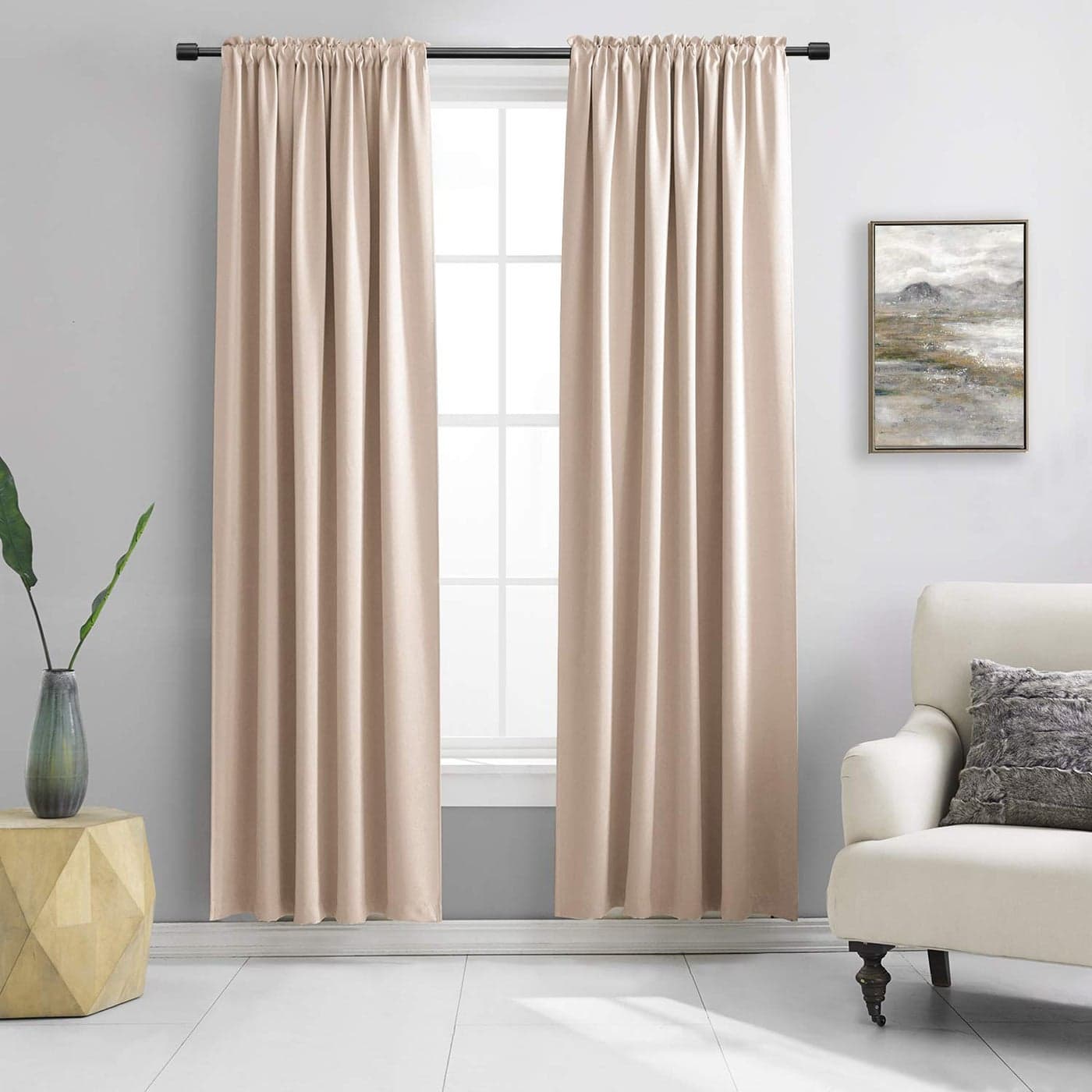 DONREN Warm Taupe Window Treatment Thermal Insulated Rod Pocket Blackout CurtainsDrapes for BedroomRose TanSet of 2 Panels42 by 84 Inch Length