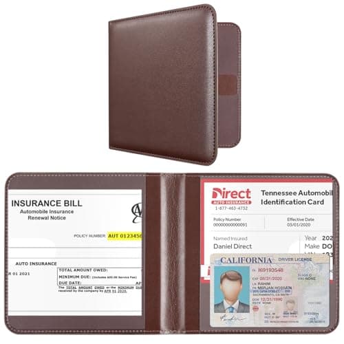 CoBak Car Registration and Insurance Holder Vehicle Glove Box Car Organizer Auto Truck Comparment Accessories Case for Essential Document Driver License Cards Deep Brown