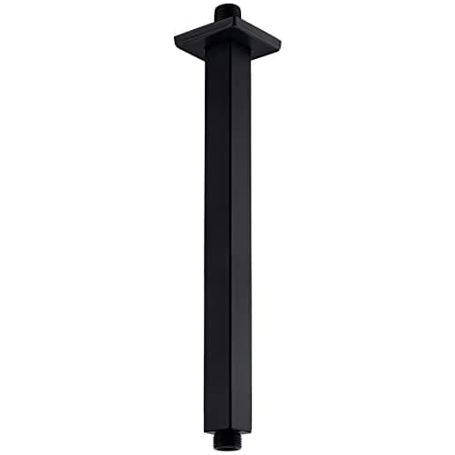 Anpean 12 Inch Square Ceiling Mounted Shower Arm and Flange for Rain Shower Head, Matte Black