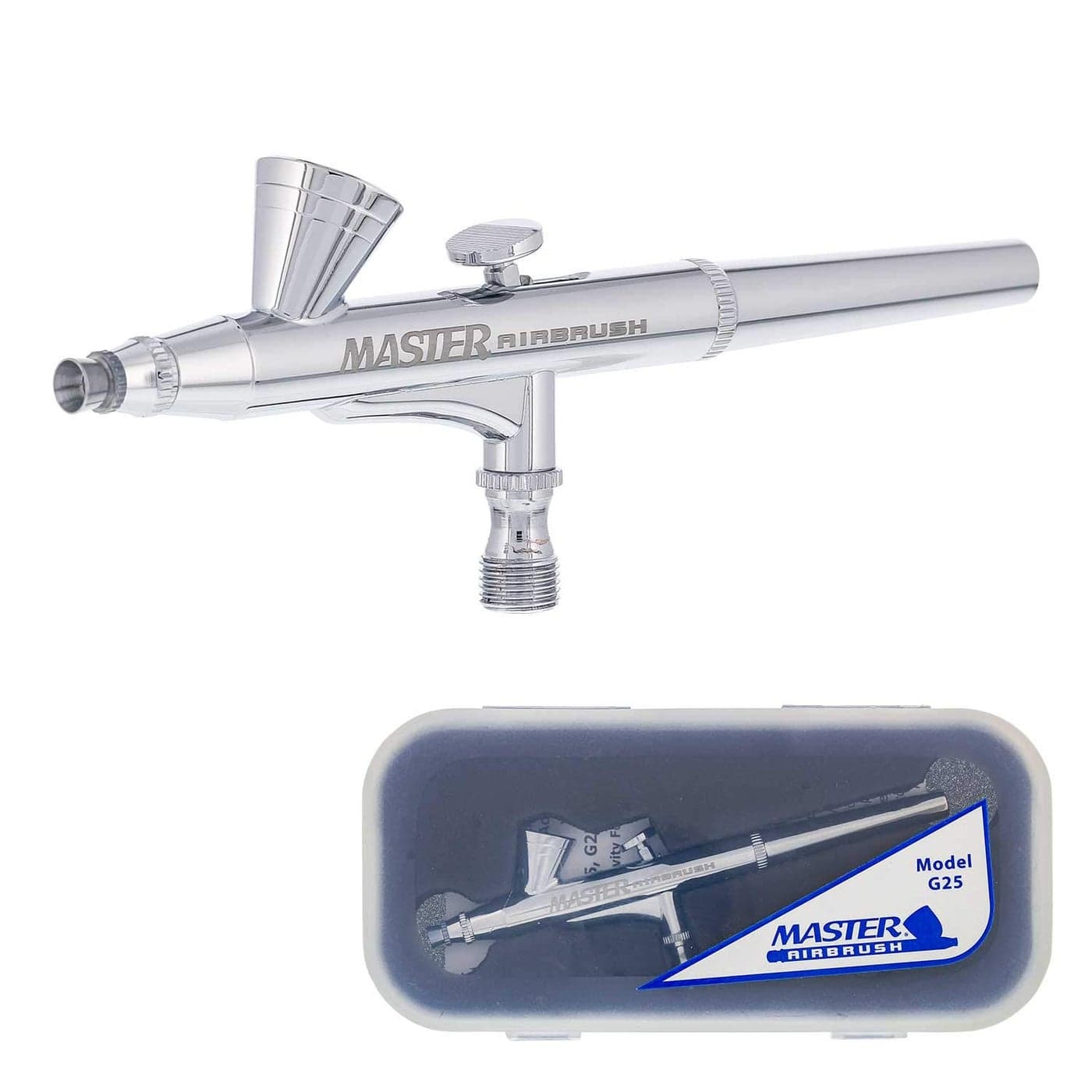 Master Performance G255 Pro Set Master Airbrush with 3 Nozzle Sets 02 03 05mm Needles Fluid Tips and Air Caps DualAction Gravity Feed Airbrush 116oz Cup Airbrush Guide Art Hobby Cake