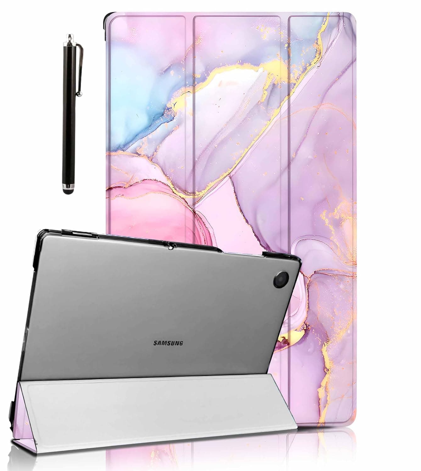 ProElite Cover for Samsung Galaxy Tab A11 8.7 inch/A9 8.7" Case Cover, Smart Flip Case Cover for Samsung Galaxy Tab A11/A9 8.7 inch Translucent Back with Stylus Pen, Marble Pink