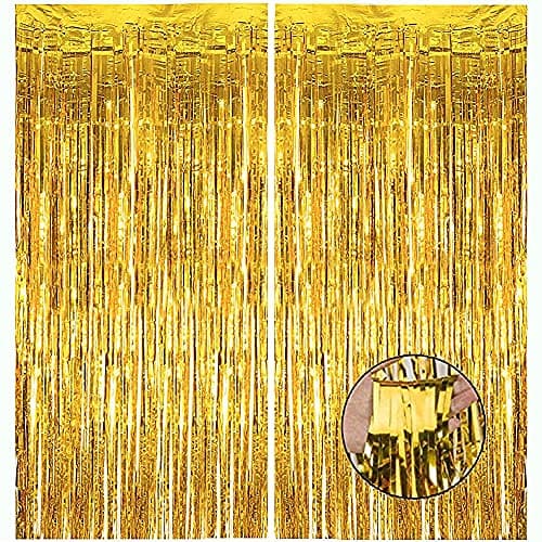 HK balloons Gold Foil Curtain Pack of 2 for Birthday Anniversary Marriage and Bachelor Decoration