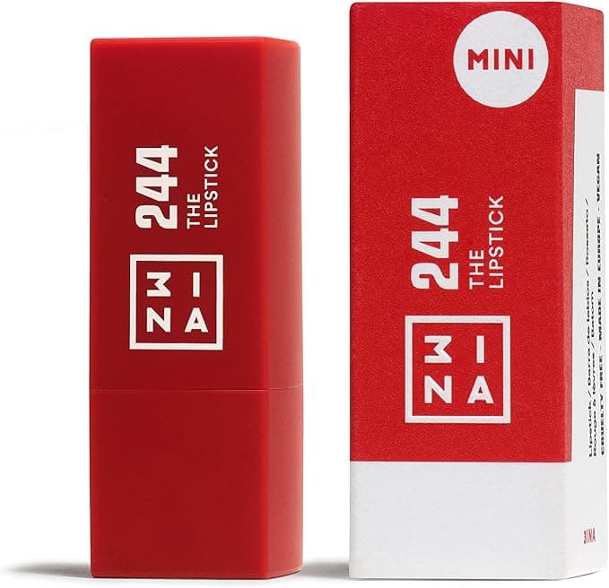 3INA MAKEUP The Lipstick 244 Mini Red Lipstick w Vitamin E Shea Butter to Nourish the Lips Travel Size Lip Colour