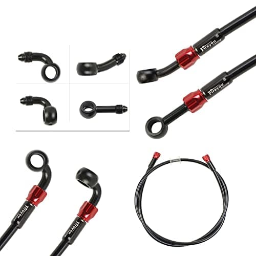 Fireyouracing Motorcycle Brake Hose Braided4002400mm AN3 Hydraulic Clutch Tube Oil DOT Fluid Pipe Line Stainless Steel for ATV Dirt Pit Street Racing BikeRemoving Fittings Banjo Black1200mm
