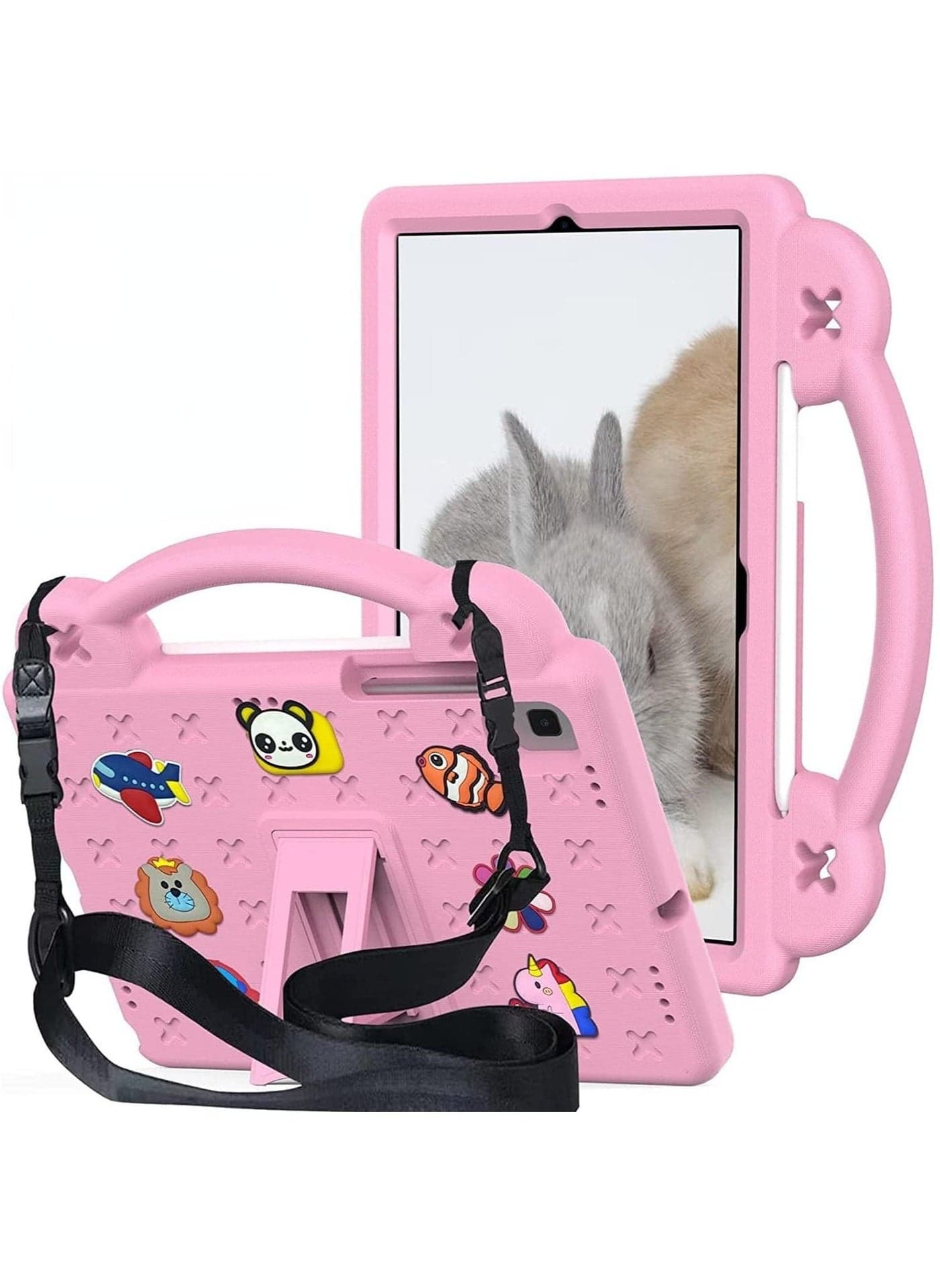 Shockproof EVA Case with Handle Stand and Shoulder Strap for iPad 9th 8th 7th Generation and iPad 10.2 2021 2020 2019 Cute Kids Cover with DIY Cartoon Pattern