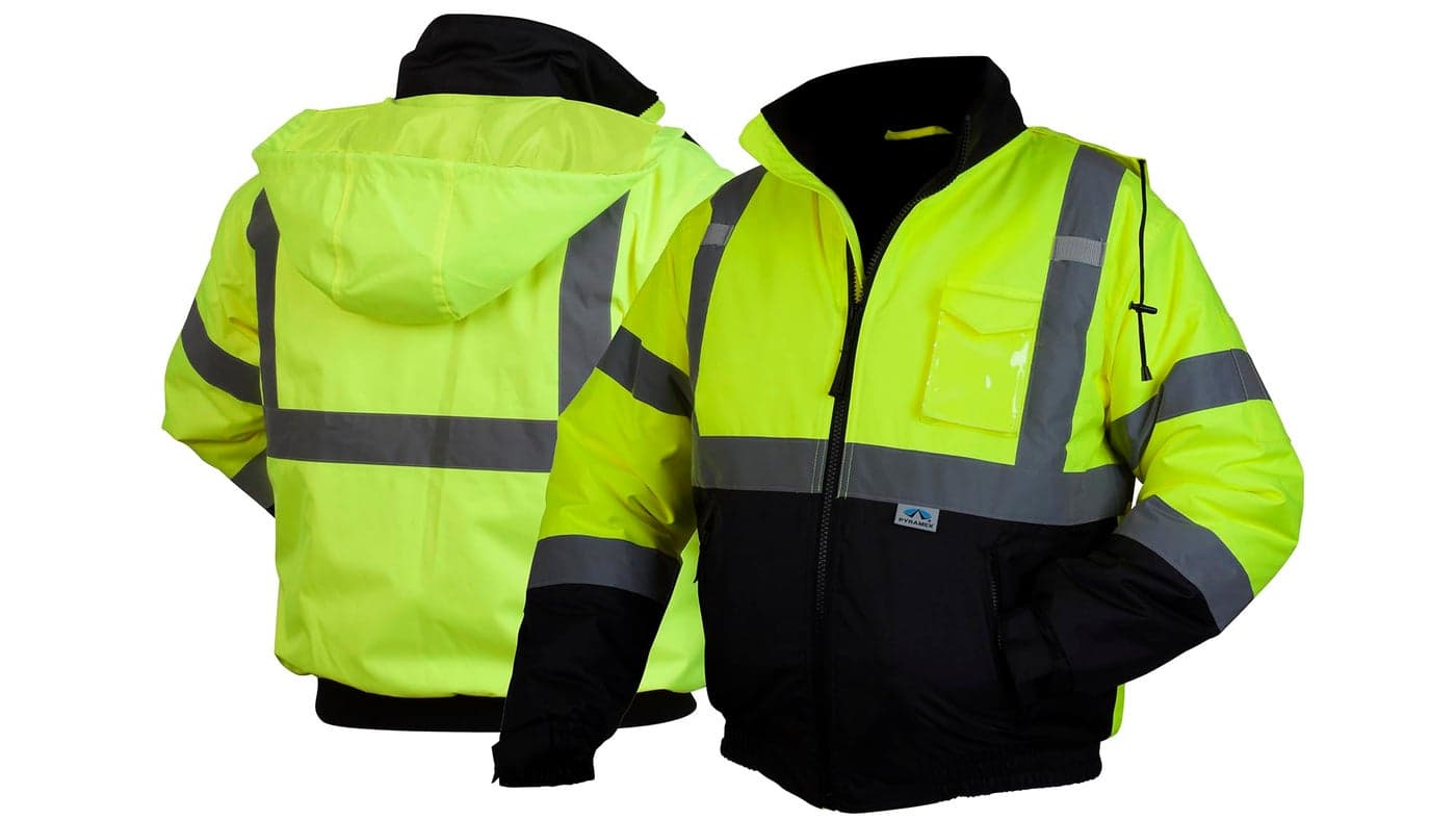 Pyramex Safety RJ3210X4 RJ32 Series Jackets Hi-Vis Lime Bomber Jacket with Quilted Lining- Size 4X Large