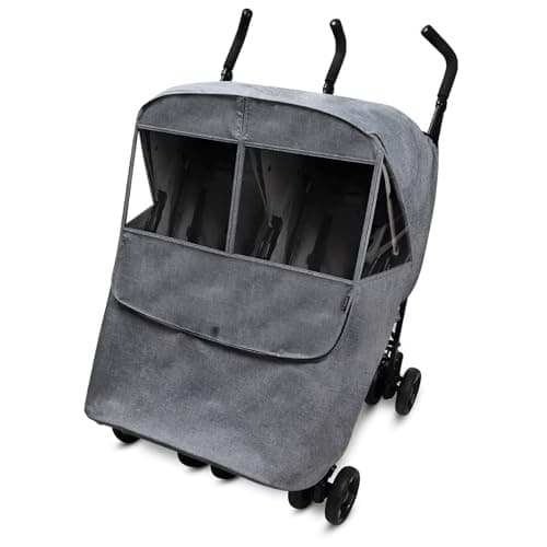 Manito Melange TwinDouble Stroller Weather ShieldStroller Cover WaterRepellent Weather Protection for Rain Snow Wind Cold All Season Black Grey