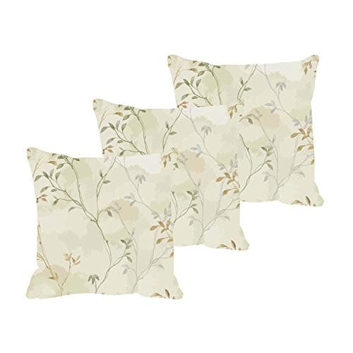 TheYaYaCafe Cotton Classy Leaf Floral Flowers Printed Sofa Throw Pillow Cushion Covers (Multicolour, 24X24 Inches) - Set of 3