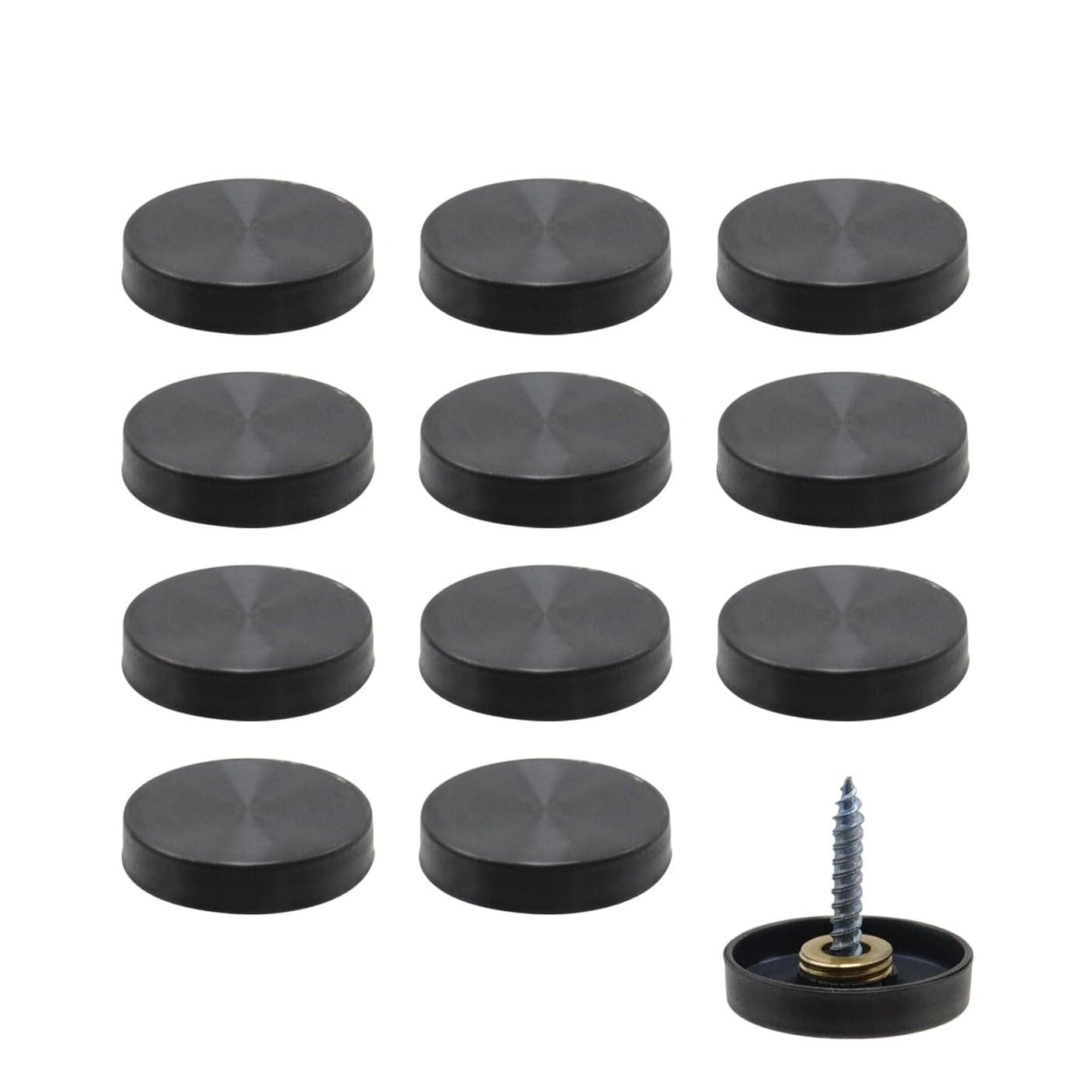 Rannb Decorative Mirror Screws Black Cap Cover Nails 125mm Cap Dia 304 Stainless Steel Screw Covers Caps Brushed 12pcs