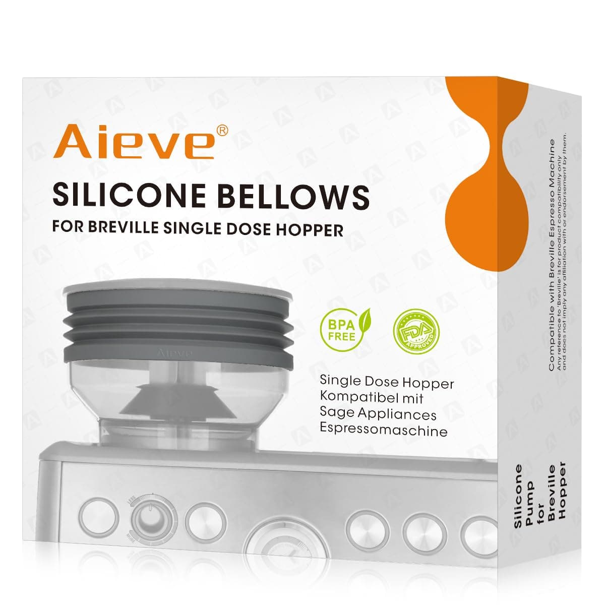AIEVE Silicone Bellow Compatible for Breville Barista Express Single Dose Hopper for Breville Espresso MachineGray