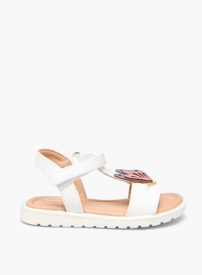 Girls Butterfly Applique Hook & Loop Sandals — 24