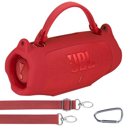 Lebakort Silicone Cover Compatible with JBL Charge 6 Portable Speaker (Red Cover)