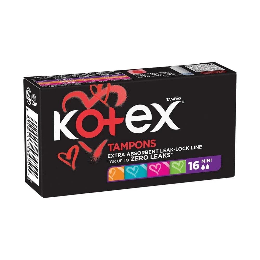 Kotex Mini Tampons Extra Absorbent Leak Lock Line For Up to Zero Leaks- 16 Tampons