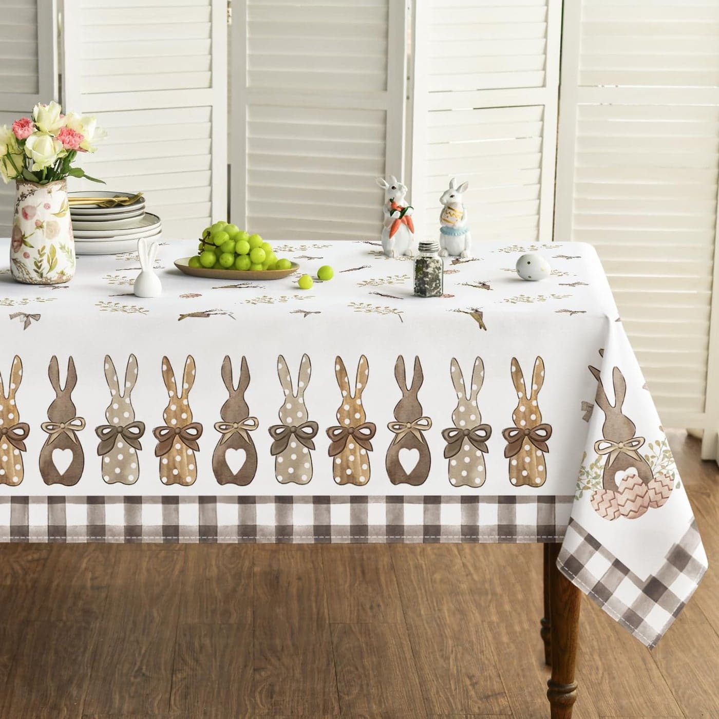 Horaldaily Easter Tablecloth 5270 Inch Rectangular Spring Carrots Bunny Washable Table Cover for Party Picnic Dinner Decor